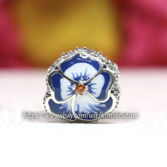 Pandora Blue Pansy Flower Charm 790777C02
